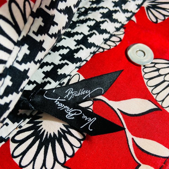 Vera Bradley Deco Daisy Print Large Handbag Red Black & White Tote Vintage print - Picture 7 of 10